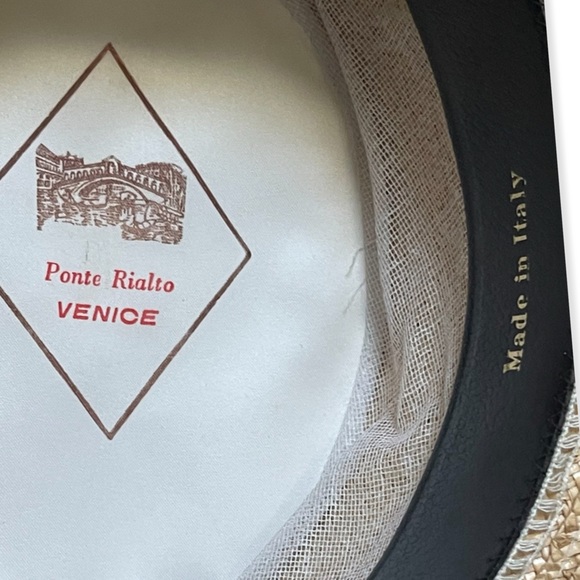 VINTAGE•OOAK•made in Italy by PONTE RIVALTO lux fashion designer men’s straw hat - Picture 2 of 3